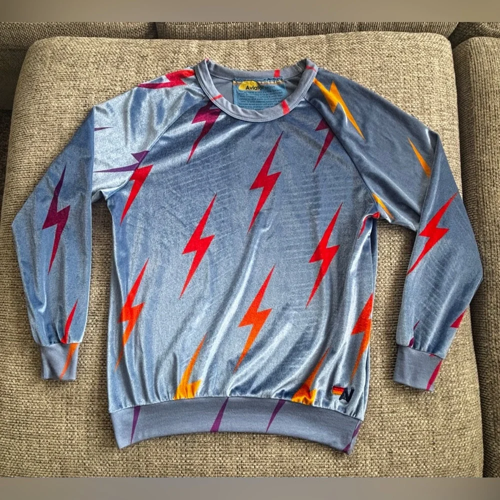Aviator Nation Blue Lightning Bolt Sweatshirt - Picture 2 of 7